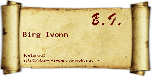 Birg Ivonn névjegykártya